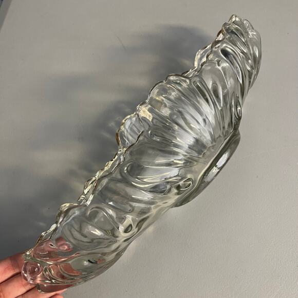 Jeannette Glass Gondola Centerpiece Mid-Century Art Deco Bowl with Gold Trim - Picture 3 of 7